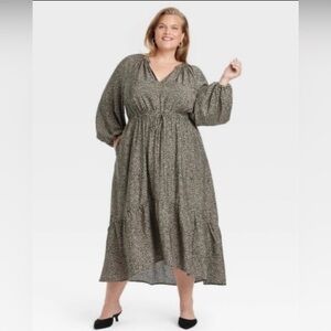 Women's Balloon Long Sleeve Tiered
MIDI Dress a New Day Leopard Print plus 1X